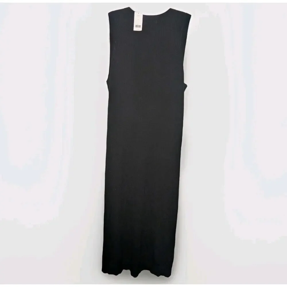 NWT Banana Republic Ribbed Knit Sheath Sweater Dress Black Slit Midi Fall '18 XL - Picture 6 of 12